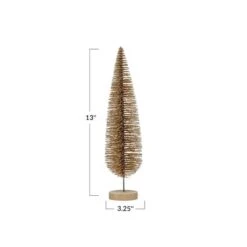 Hello Honey® 13" Gold Glitter Plastic Bottle Brush Tree With Wood Base -Northlight Sale Store D758840S 4