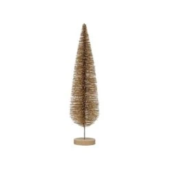 Hello Honey® 15" Gold Glitter Plastic Bottle Brush Tree With Wood Base