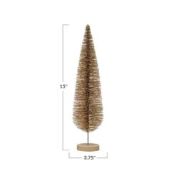 Hello Honey® 15" Gold Glitter Plastic Bottle Brush Tree With Wood Base -Northlight Sale Store D758841S 4