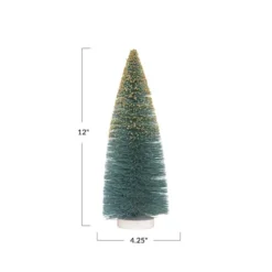 Hello Honey® 12" Green & Gold Glitter Sisal Bottle Brush Tree With Wood Base -Northlight Sale Store D758843S 4