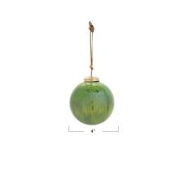 Hello Honey® 4" Green Hand-Marbled Glass Ball Ornament With Leather Hanger -Northlight Sale Store D758845S 3