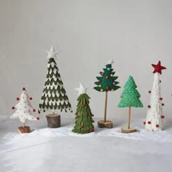 Hello Honey® 16" Red & Cream Handmade Wool Felt Applique Tree With Star & Pom Poms 6 Hello Honey® 16" Red & Cream Handmade Wool Felt Applique Tree With Star & Pom Poms -Northlight Sale Store D758852S 2