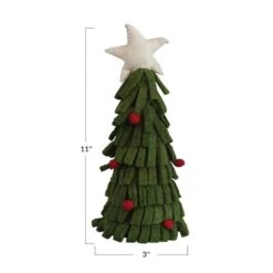 Hello Honey® 11.5" Handmade Wool Felt Tree With Star & Pom Poms -Northlight Sale Store D758853S 3
