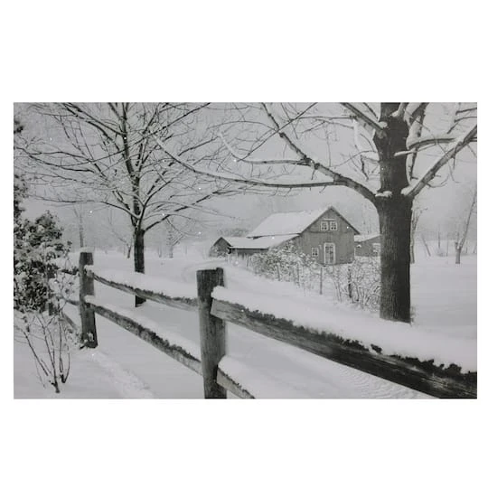 Northlight Snowy Winter Cabin Fiber Optic Lighted Canvas Wall Art 2 Northlight Snowy Winter Cabin Fiber Optic Lighted Canvas Wall Art - Image 2