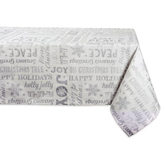 DII® Silver Christmas Collage Tablecloth 1 DII® Silver Christmas Collage Tablecloth