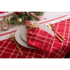 DII® Holly Berry Plaid Tablecloth -Northlight Sale Store M20014652 2