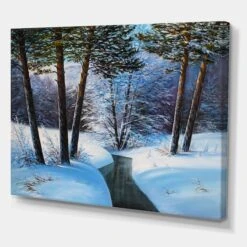 Designart Christmas Forest With River & Trees IIICanvas Wall Art -Northlight Sale Store M20023701 2